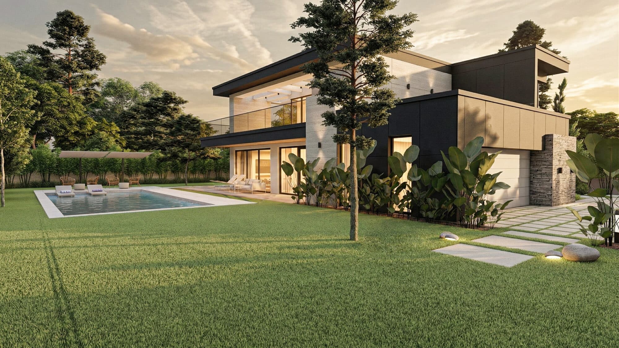 Remete Hills villa at sunset